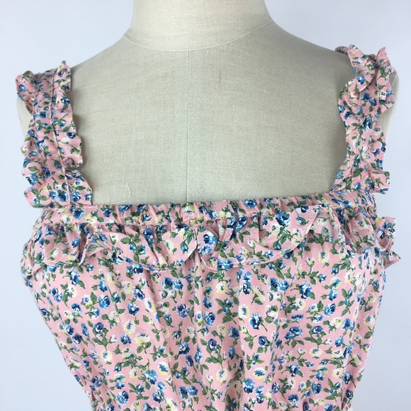 Ganji LA Love Culture Pink Floral Crop Top Sz L - Picture 2 of 7